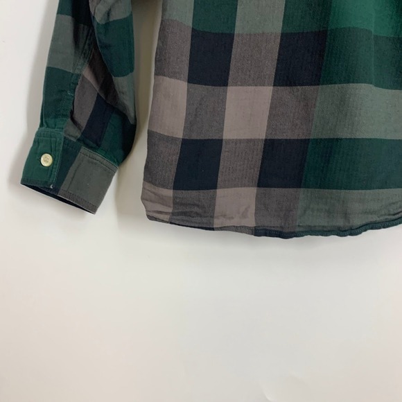 Burberry Kids Plaid Long Sleeve Button Up Shirt Green Grey Yellow Check Boys 7Y - Picture 8 of 16